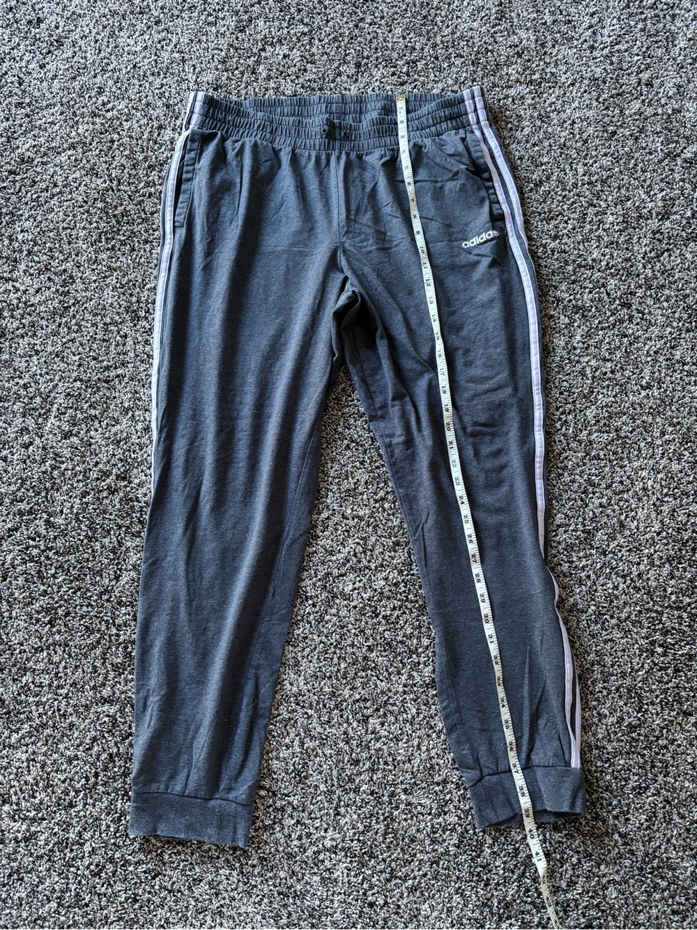 adidas gray Joggers with light purple Side Stripes